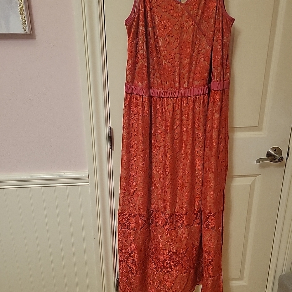ABS Womens Red Lace dress 2X